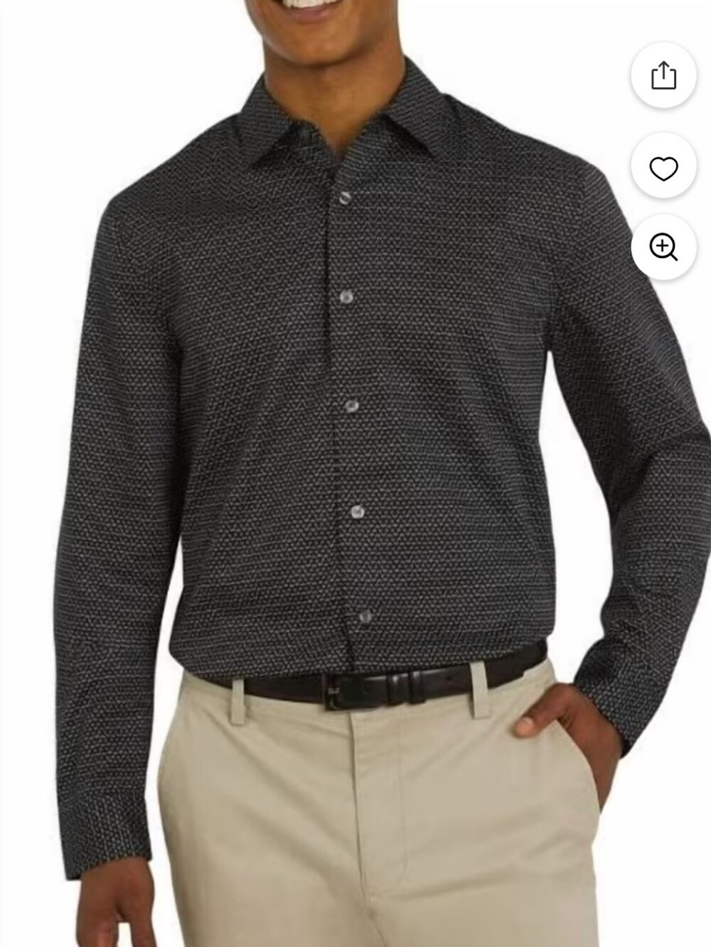 DKNY Men's Black Patterned Button-Up Shirt